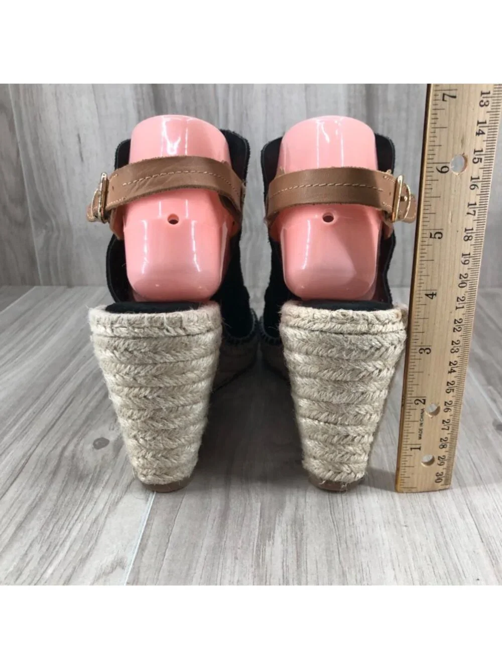 Seychelles Wedge Sandals Womens 8.5 Black Suede Buckle Stap Espadrille Shoes